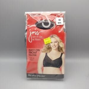 Playtex 1107 Wireless Bra Just My Size Front Close Cushion Straps Black 44D